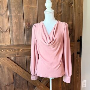 Elegant Pink Draped Blouse